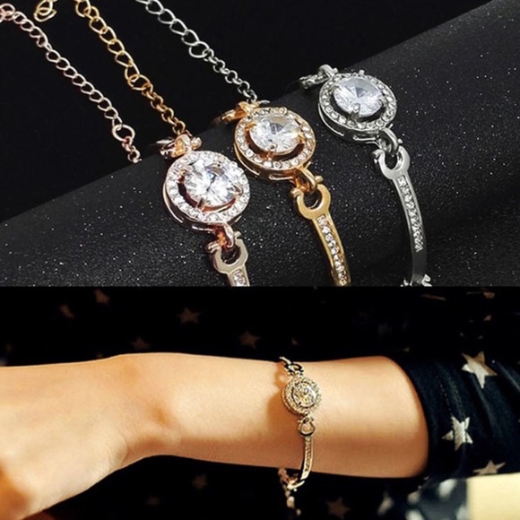 GOLD cubic zirconia bangle. Great for stacking  - Picture 6 of 7